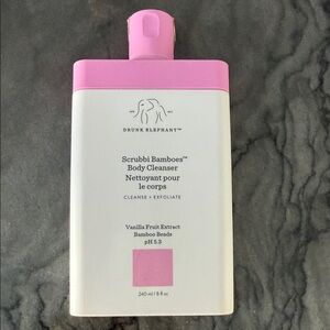 Drunk Elephant Pink and White Scrubbi Bamboes Cleanser